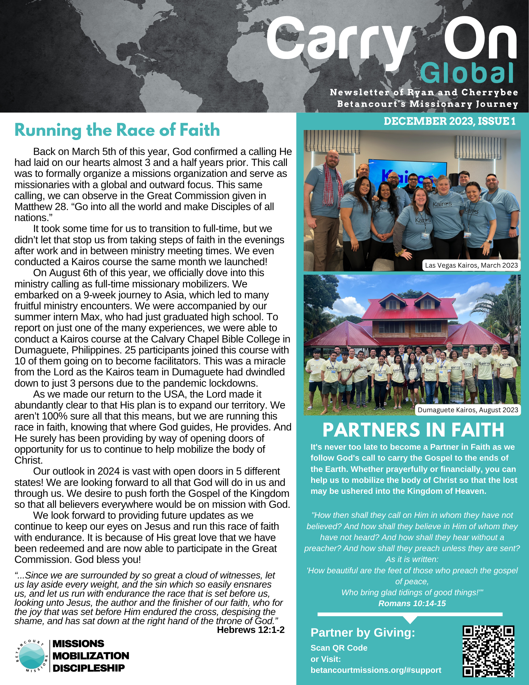 Running the Race of Faith - December 2023 Newsletter