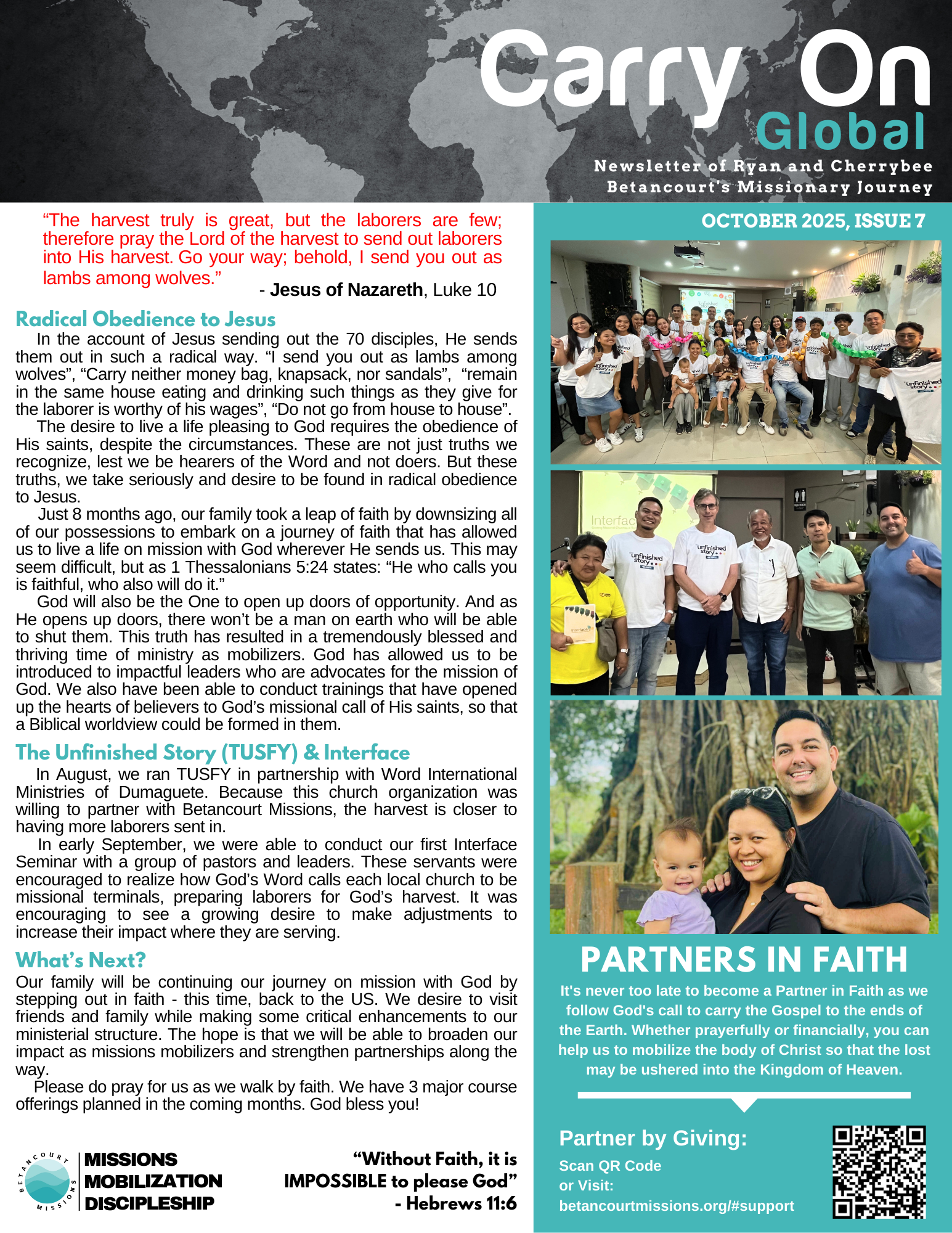 Radical Obedience to Jesus - October 2025 Newsletter